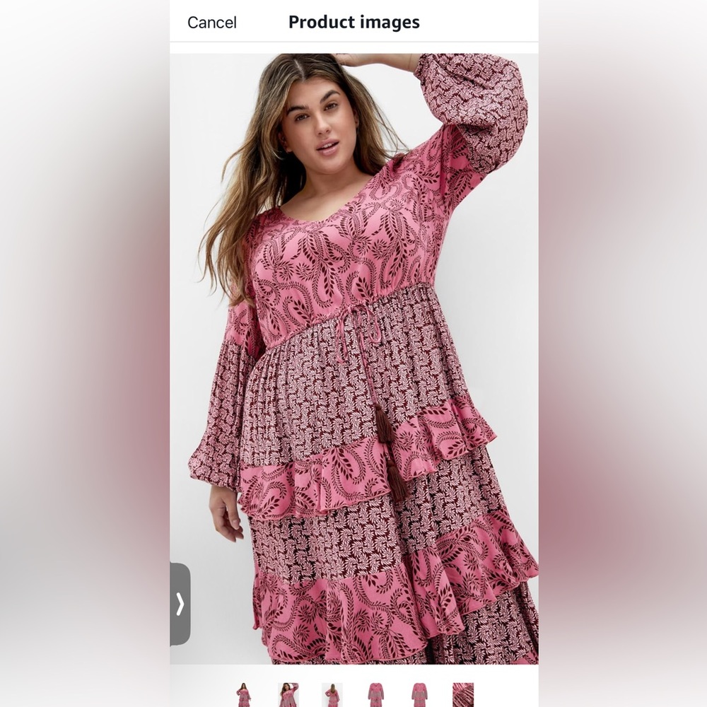 Elegant Pink Patterned Maxi Dress- City Chic - Picture 2 of 6